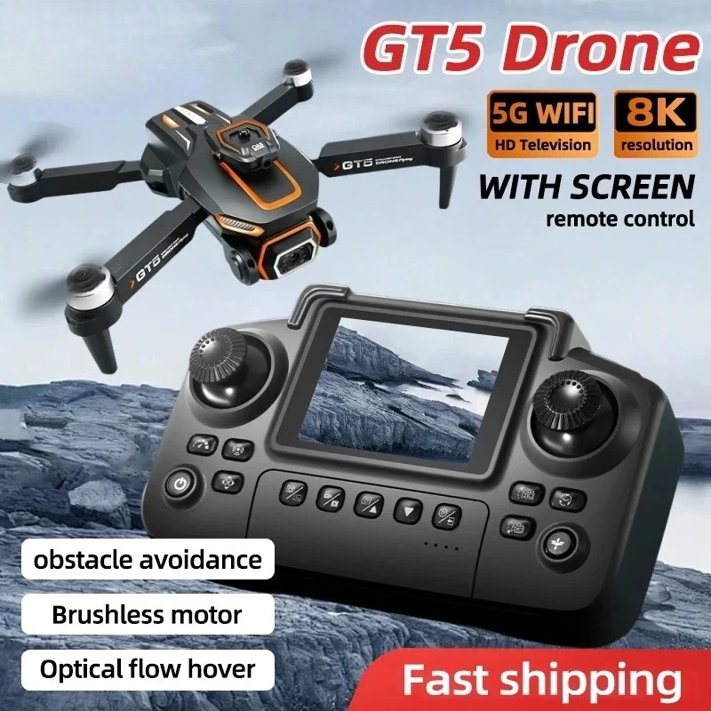 Drone Camera Wide Angle - OriginalGT5ミニドローン 4K HDデュアルレンズ 広角空中8K撮影 5G WIFI