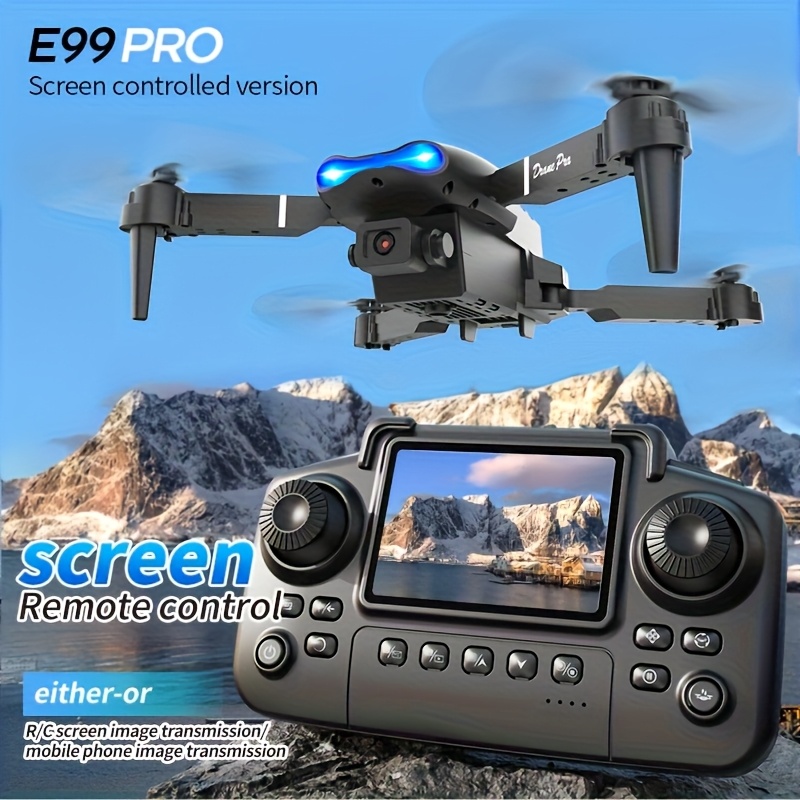 Drone Camera Night Vision - アップグレードされた2026 E99PRO MAXドローンは、デュアル8Kカメラ、画面内リモコン、2つのバッテリー、ワンキーリターン、折りたたみ式デザイン、USB充電、Wi-Fi接続、フライトゲーム機能を搭載しています。 このドローンは初心者やマーキーナイトに適しています