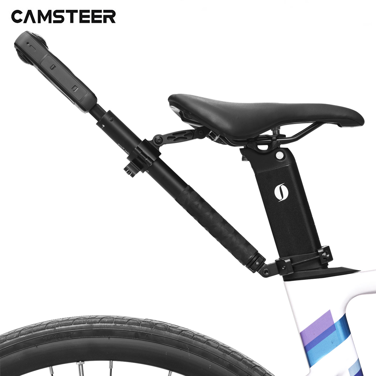 Drone Camera Action - Camsteer プレミアム自転車ポストシート3人目視点マウント GoPro Max2 Hero 13