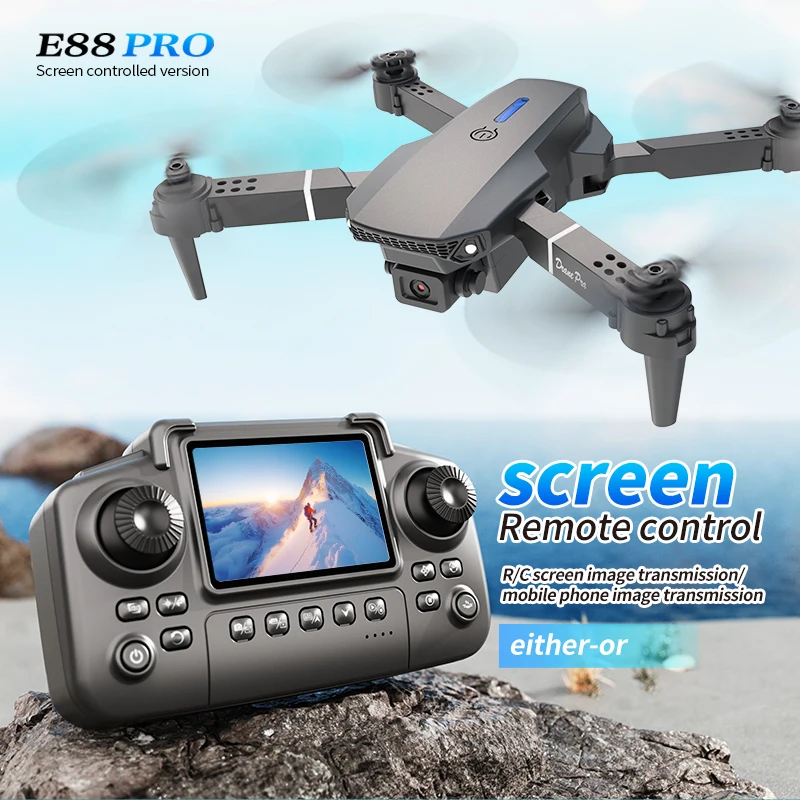 プロフェッショナル E88 プロドローン スクリーン付き 8 - Drone Camera Wide Angle のレビューと価格