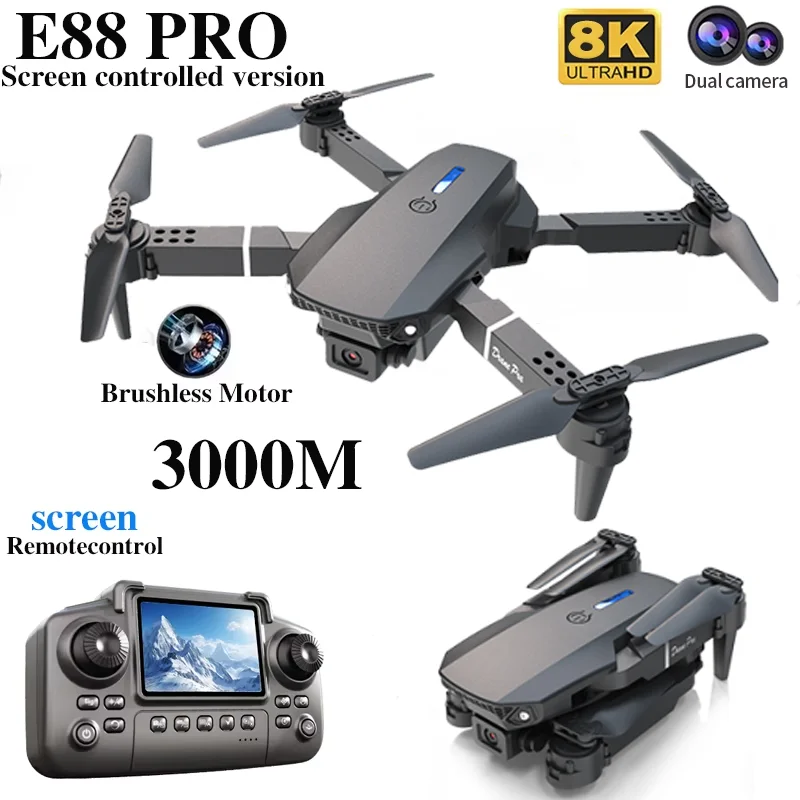 プロフェッショナル E88 プロドローン スクリーン付き 8 - Drone Camera Wide Angle のレビューと価格