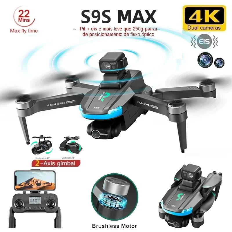 新しい S9S MAX ミニドローン 4K 2 軸 PTZ  - Drone Camera Night Vision のレビューと価格