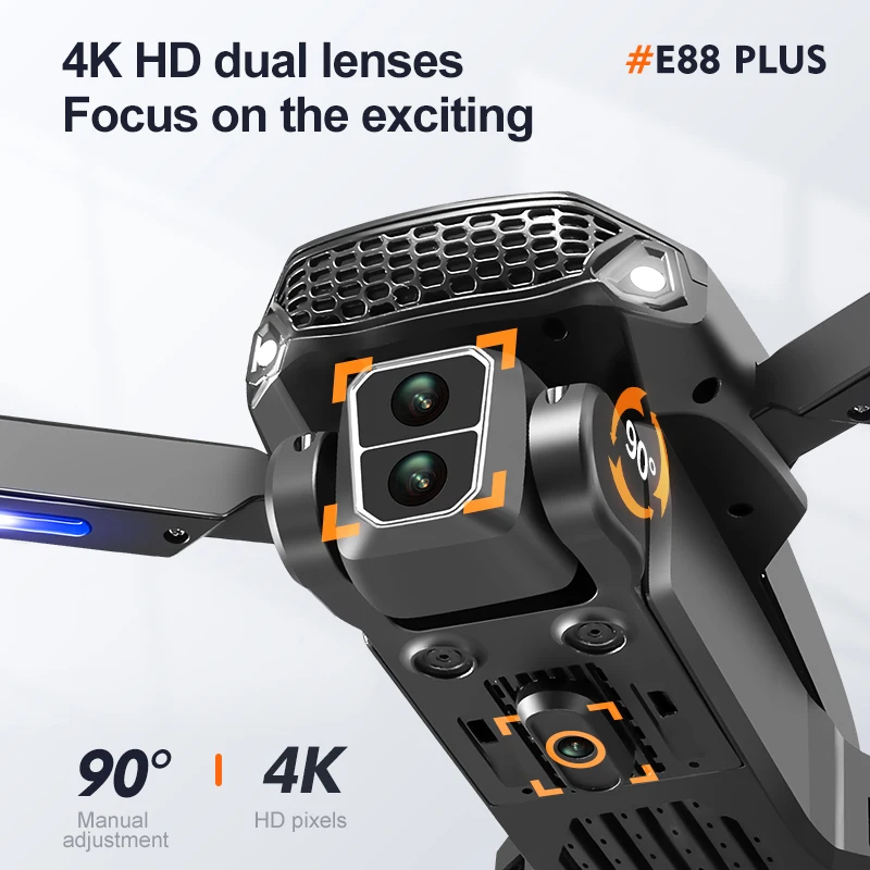新型E88 Plusクアッドコプタードローン：90 °    - Drone Camera Hd のレビューと価格