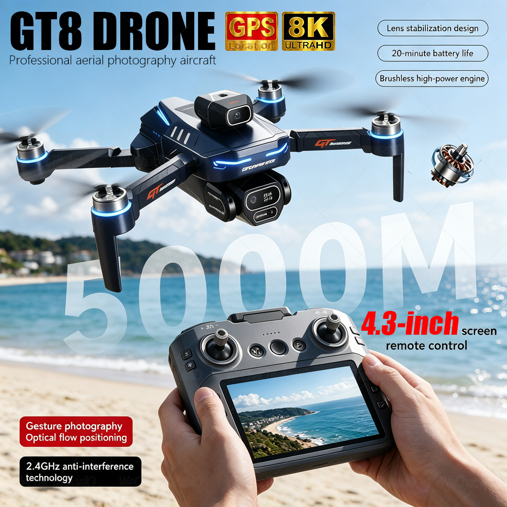 NEW GT8 HD RCドローン 4Kプロフェッショナルデ - Drone Camera Night Vision のレビューと価格