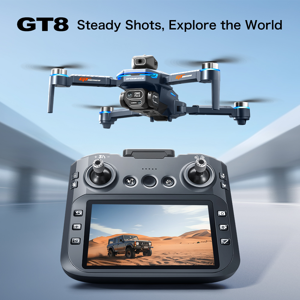 GT8 障害物回避空中ドローン – 大画面リモコン付き HD - Drone Camera Mount のレビューと価格